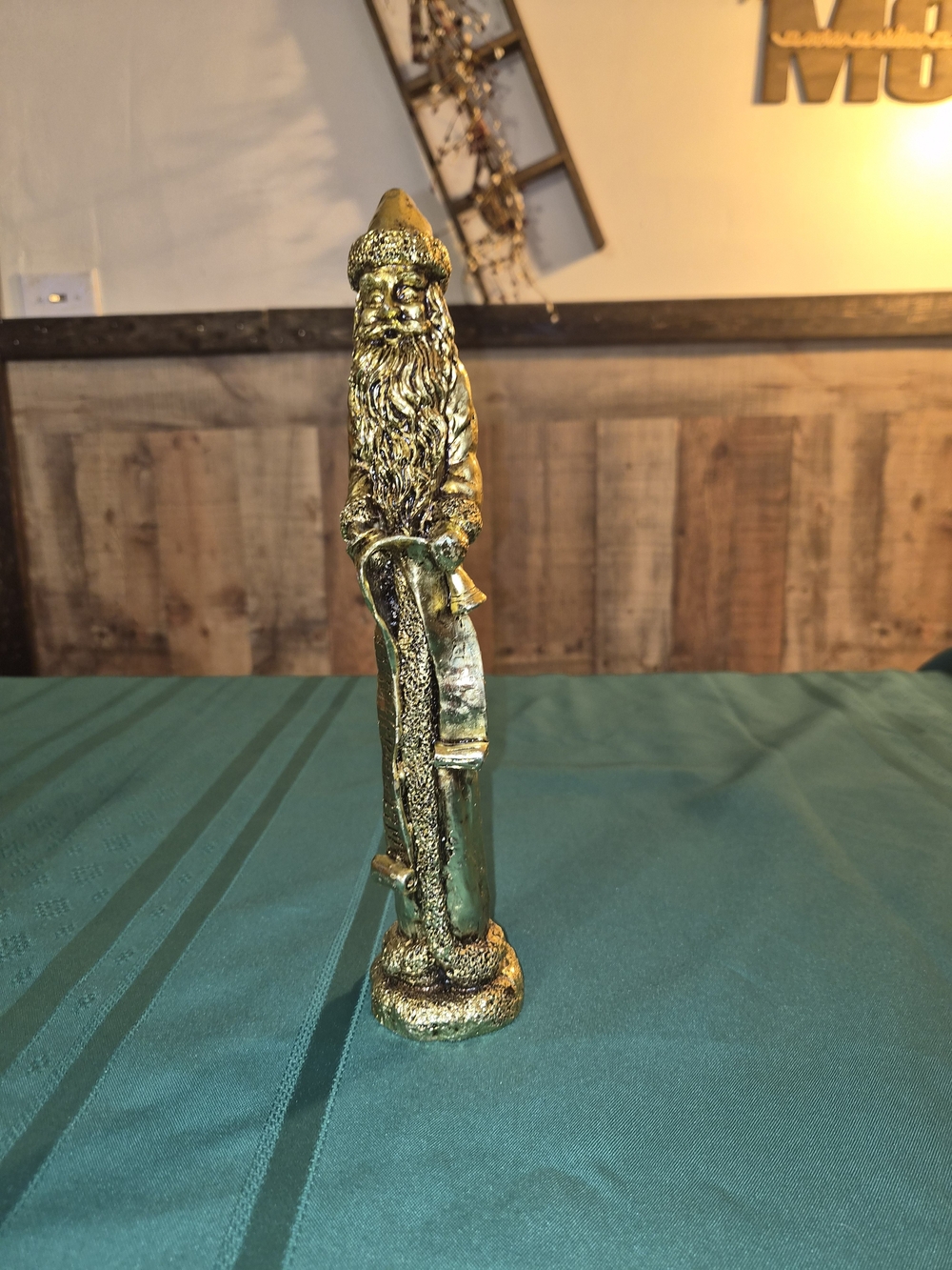 Gold Santa Figurine Decorative Home Art - Festive Accent